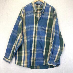 Vintage 90s Bon Homme Button Up‎ Flannel Shirt Mens 2XLT Tall Plaid Long Sleeve